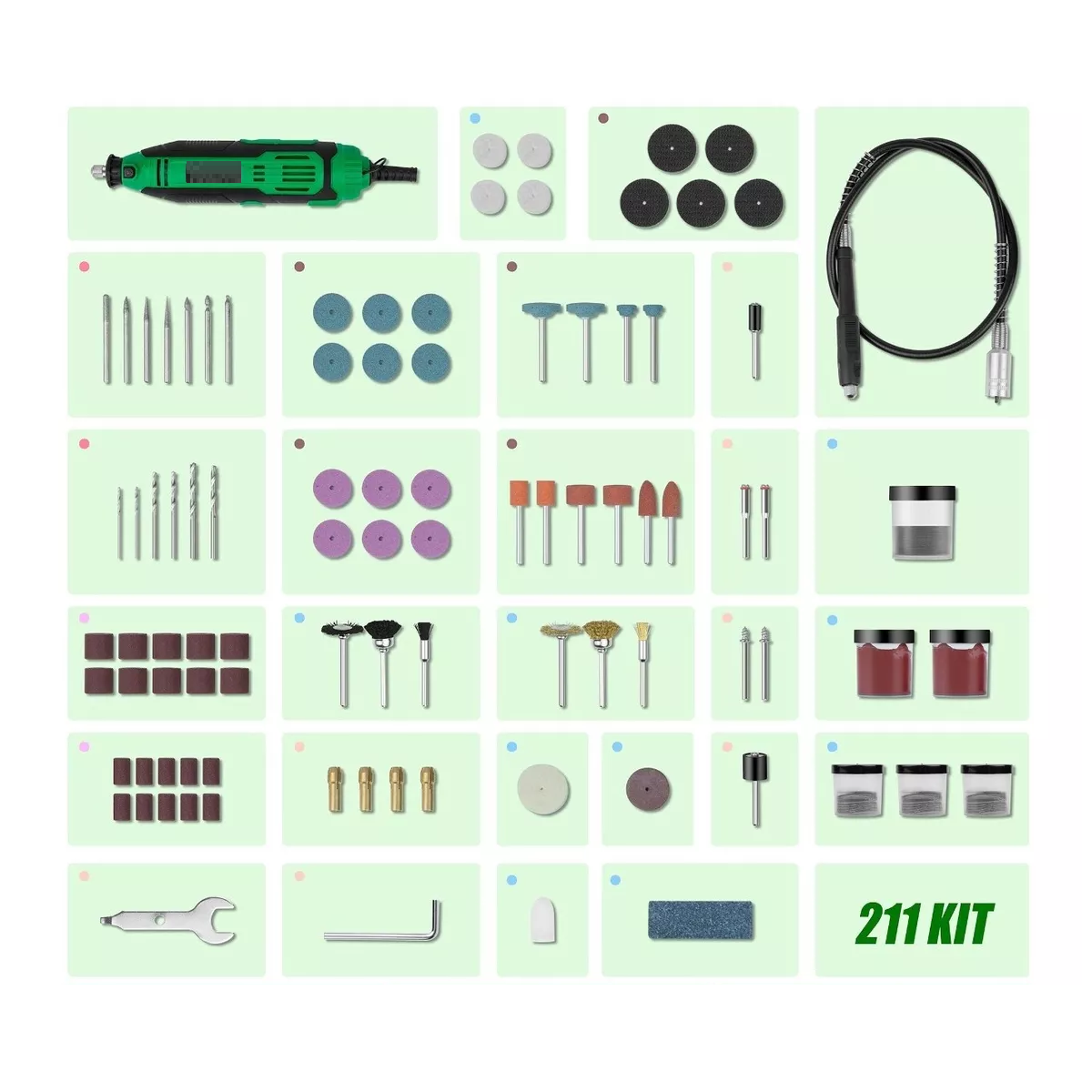 Foto 2 | Mini Taladro  Con 211 Piezas Eo Safe Imports Esi-5953 Verde