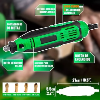 Foto 3 | Mini Taladro Con 211 Piezas Eo Safe Imports Esi-5953 Verde
