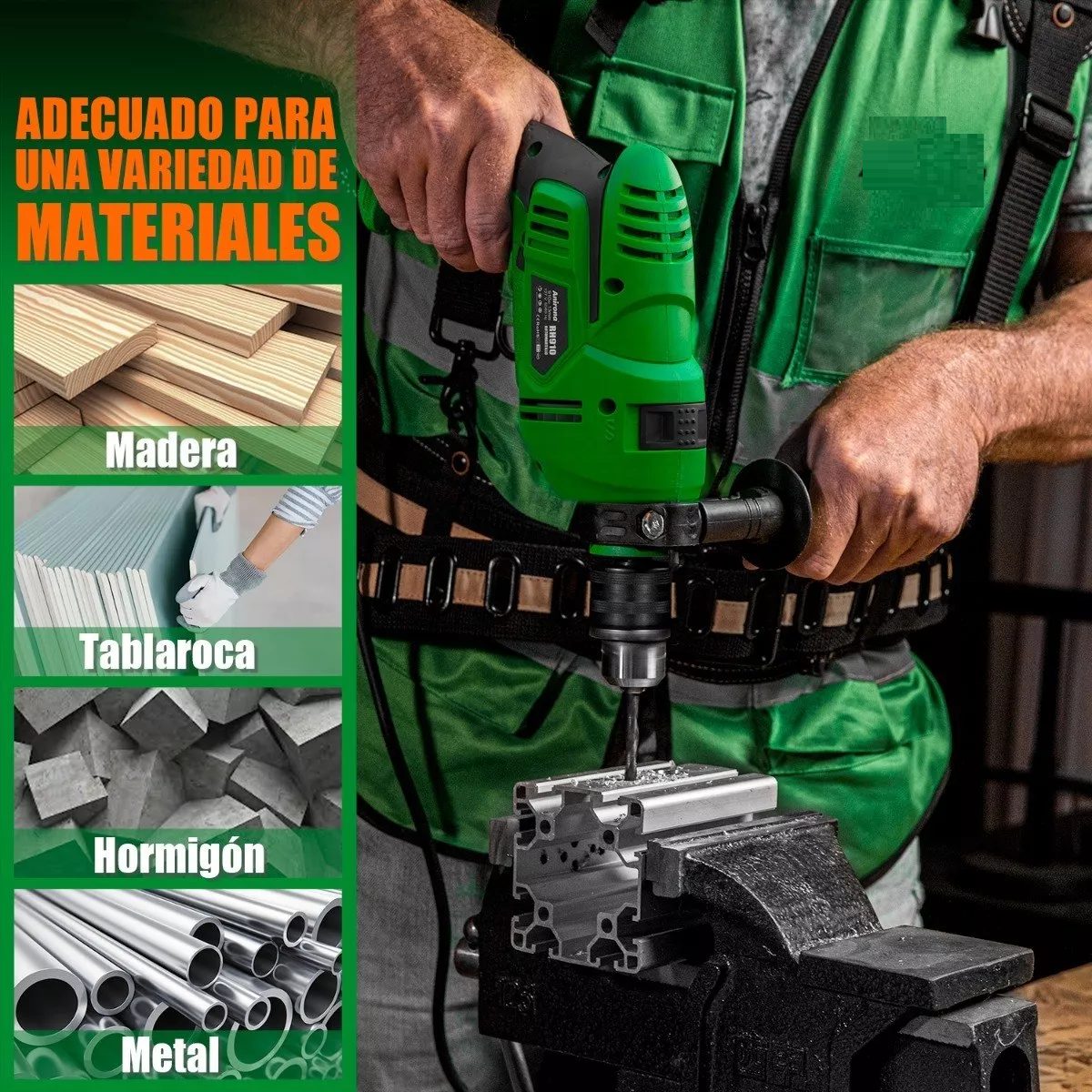 Foto 4 pulgar | Taladro Rotomartillo Eo Safe Imports ESI-5943 color Verde con Brocas 32 Piezas