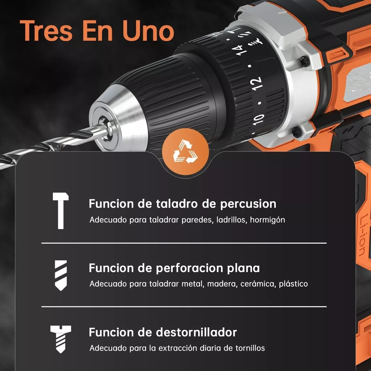 Foto 2 | Taladro Atornillador De Impacto Inalámbrico Eo Safe Imports Esi-6281 Multicolor