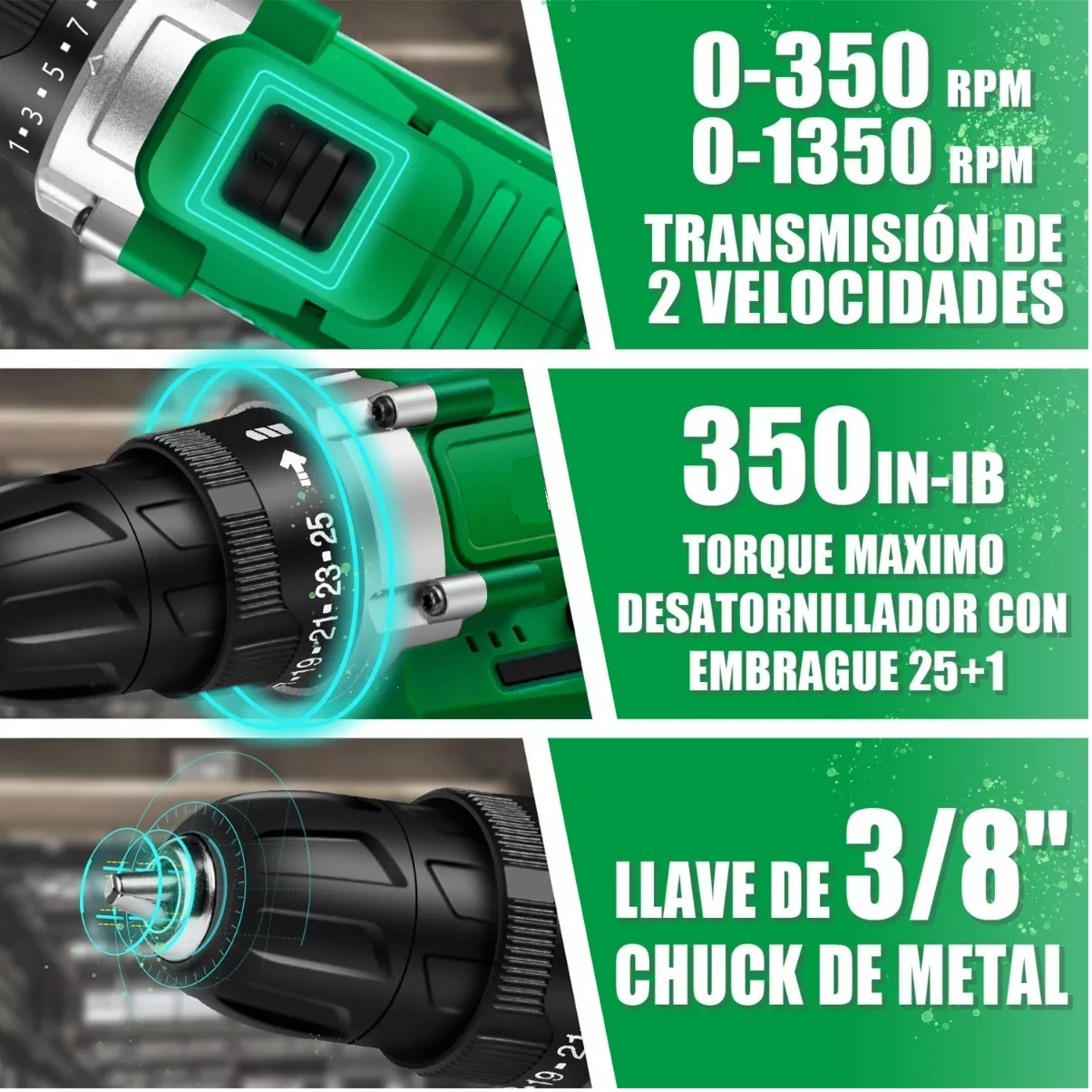 Foto 4 pulgar | Taladro Eléctrico Eo Safe Imports Esi7042 de 20 V color Verde