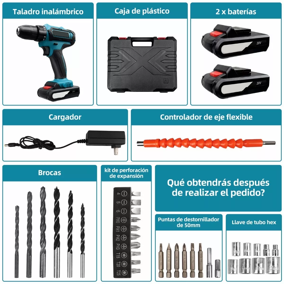 Foto 4 pulgar | Kit Taladro Percutor Eléctrico Atornillador Inalámbrico 41pzs Eo Safe Imports Esi-7055