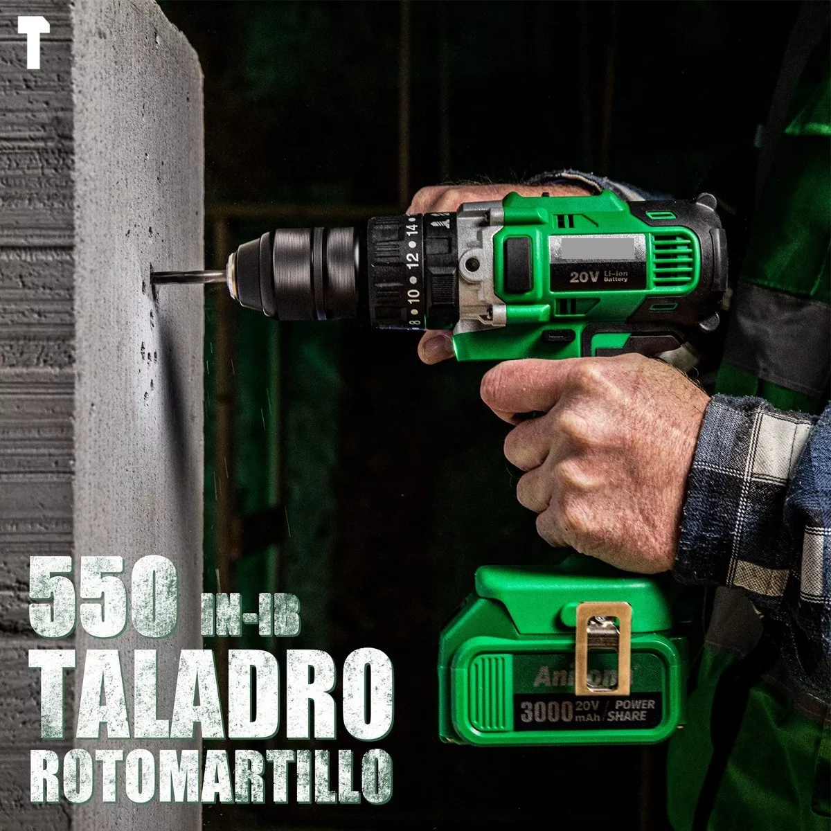 Foto 6 pulgar | Taladro Rotomartillo Eo Safe Imports ESI-7051 color Verde 1/2'' 3.0ah 11 Piezas