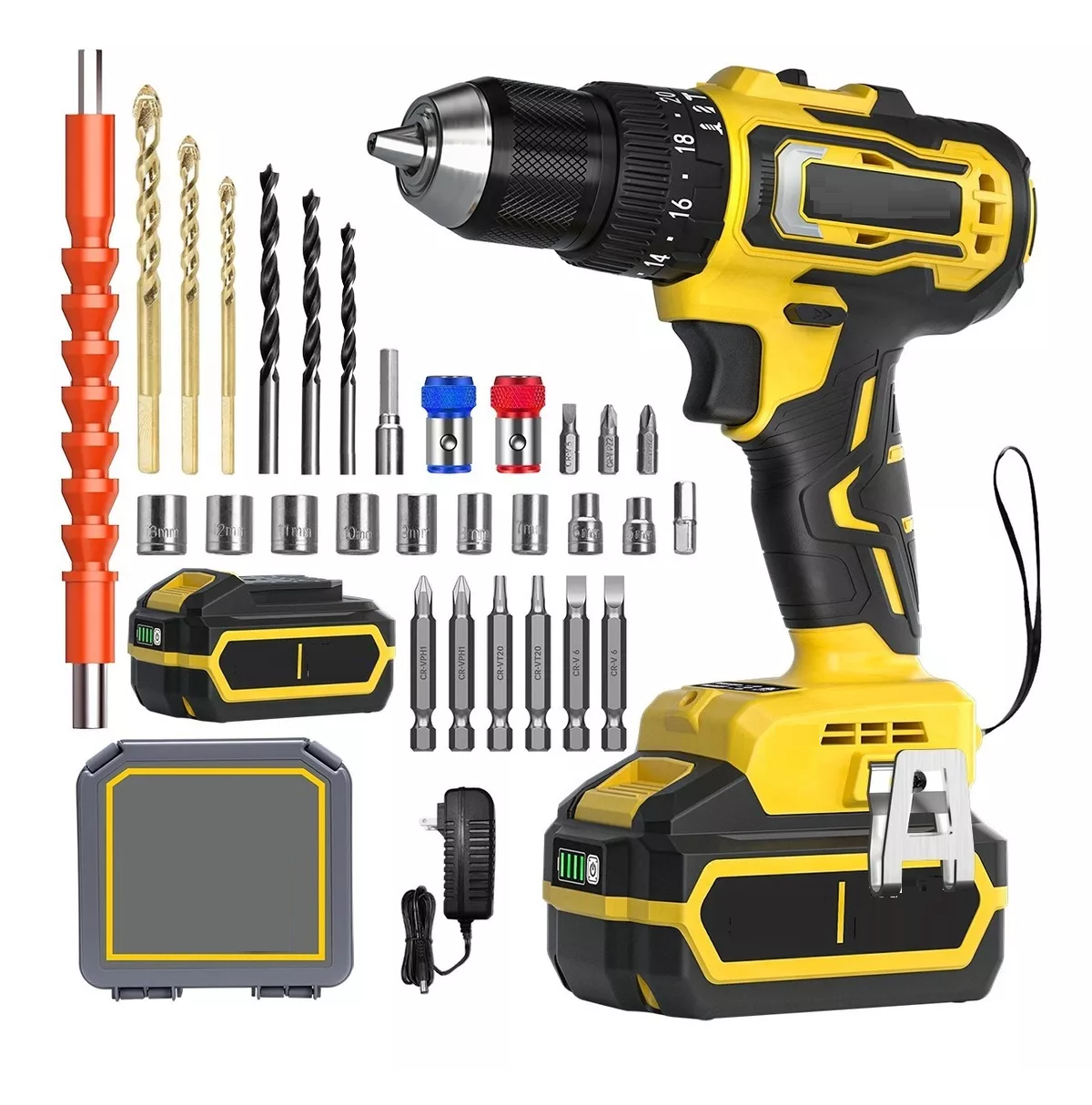 Foto 1 | Set de Taladro Atornillador Eo Safe Imports Esi-7271 Inalámbricos Eléctricos Maletín Amarillo