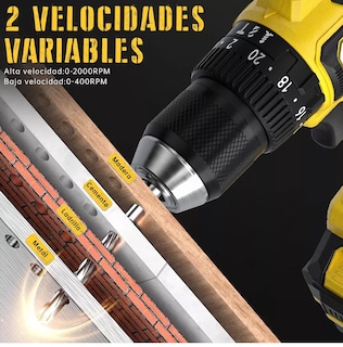Foto 2 | Set de Taladro Atornillador Eo Safe Imports Esi-7271 Inalámbricos Eléctricos Maletín Amarillo