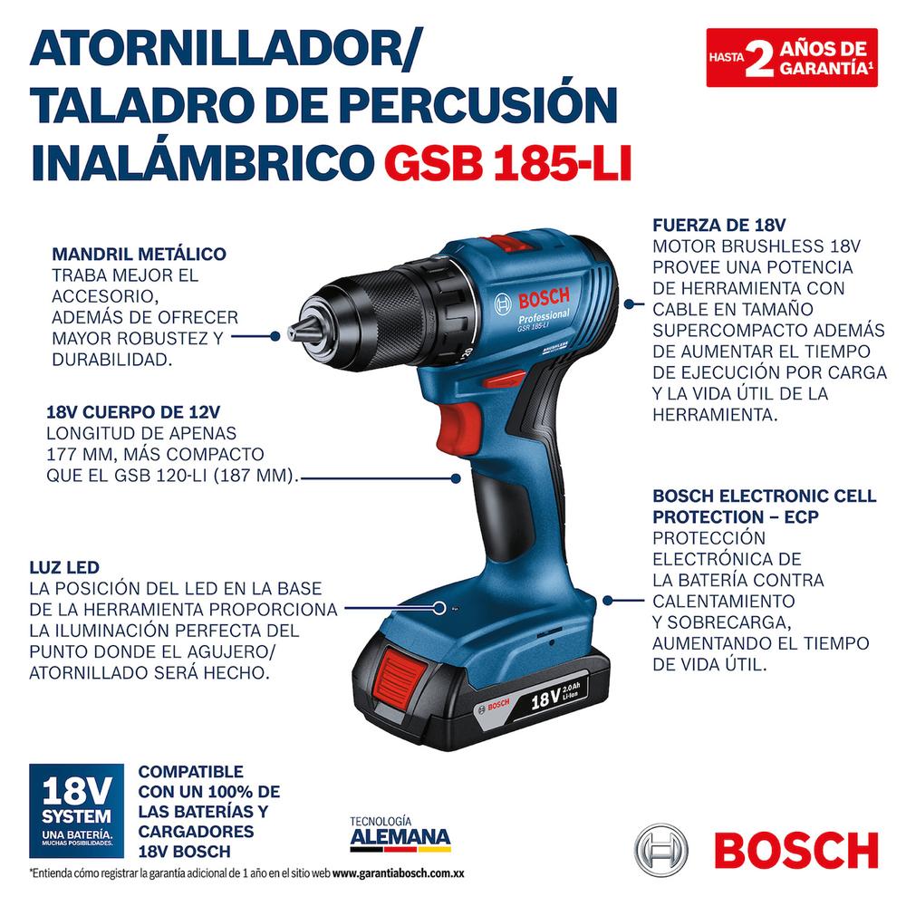 Foto 9 pulgar | Taladro Atornillador Bosch 06019K31G1 de 18v