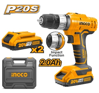 Foto 2 | Taladro Percutor Inalámbrico Ingco UCIWLI20208 3/8 Pulg 20v + 2 Pilas