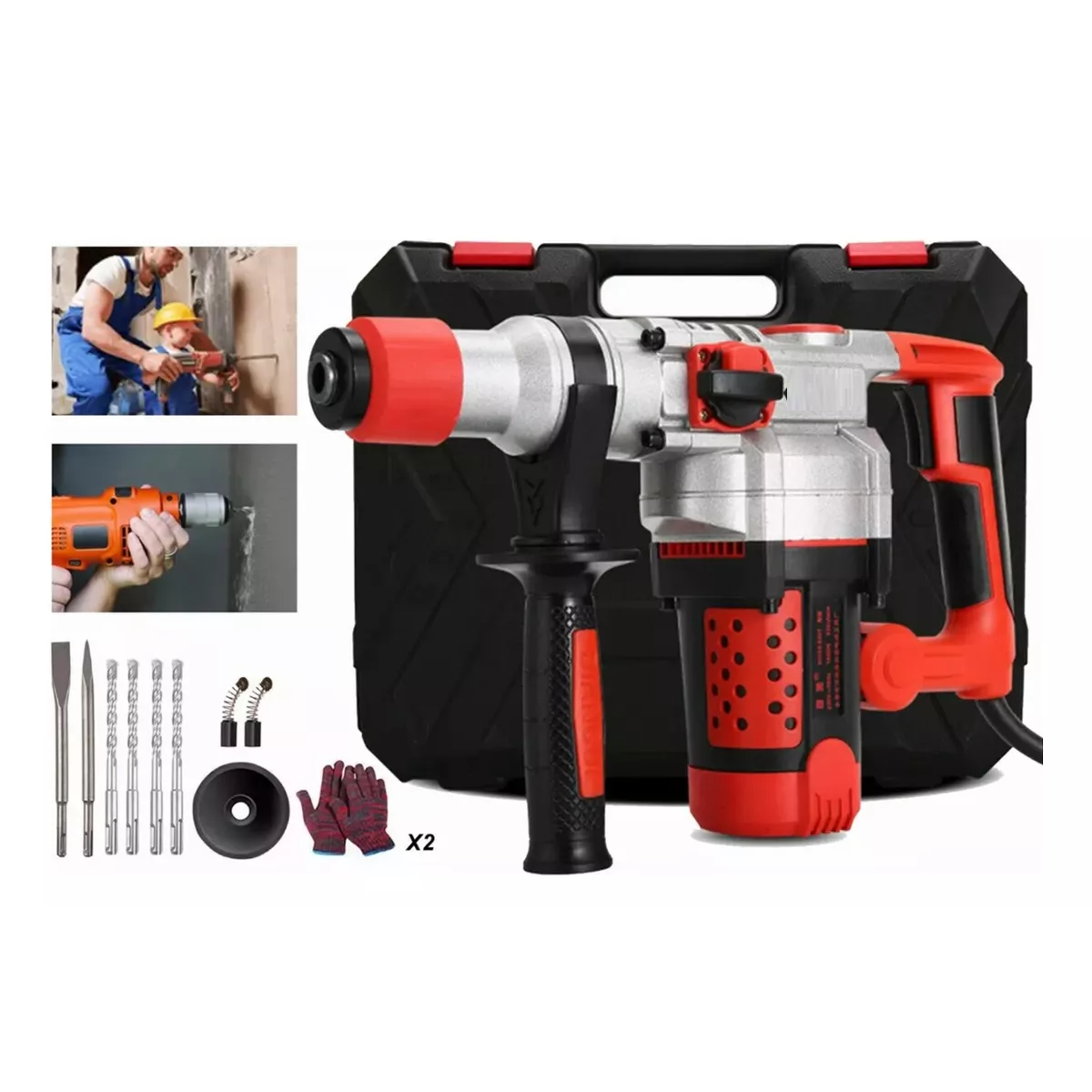 Foto 3 pulgar | Rotomartillo Cincelador Perforador Eo Safe Imports ESI-8915 Rojo SDS Industrial 2200w