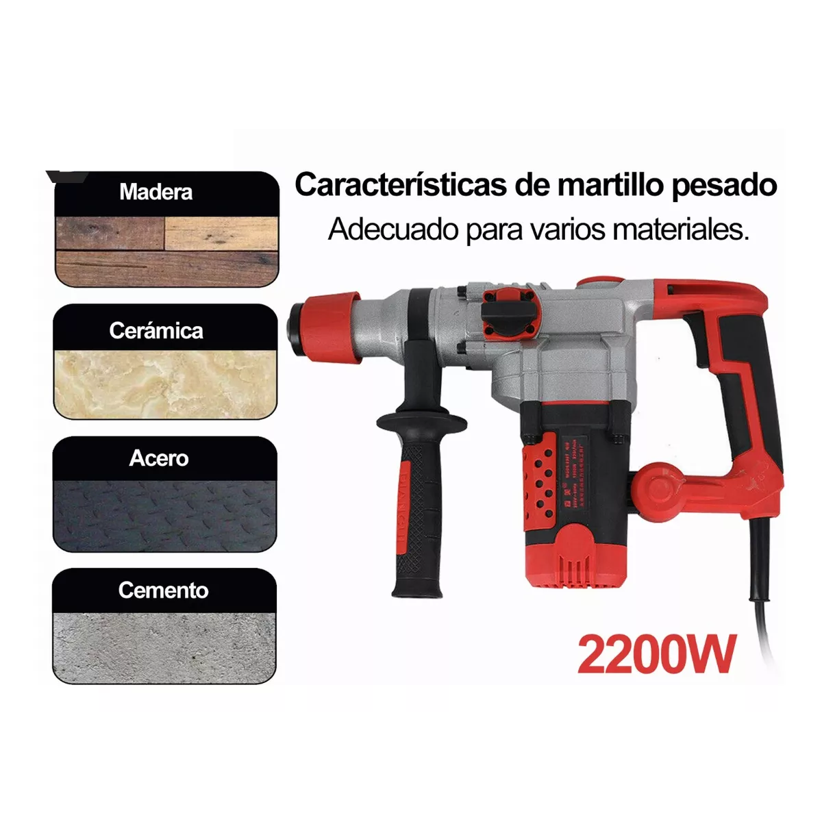 Foto 4 pulgar | Rotomartillo Cincelador Perforador Eo Safe Imports ESI-8915 Rojo SDS Industrial 2200w