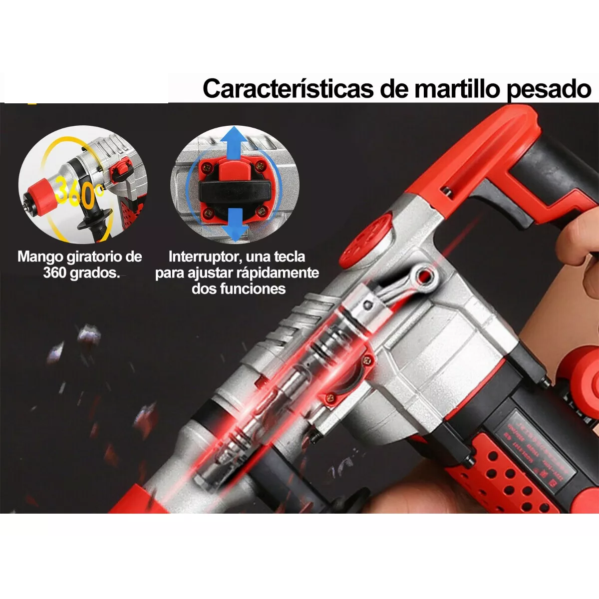 Foto 5 pulgar | Rotomartillo Cincelador Perforador Eo Safe Imports ESI-8915 Rojo SDS Industrial 2200w