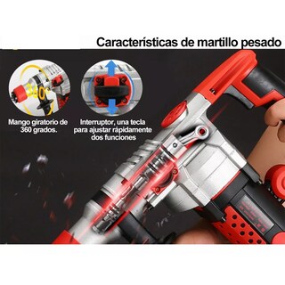 Foto 4 | Rotomartillo Cincelador Perforador Eo Safe Imports ESI-8915 Rojo SDS Industrial 2200w