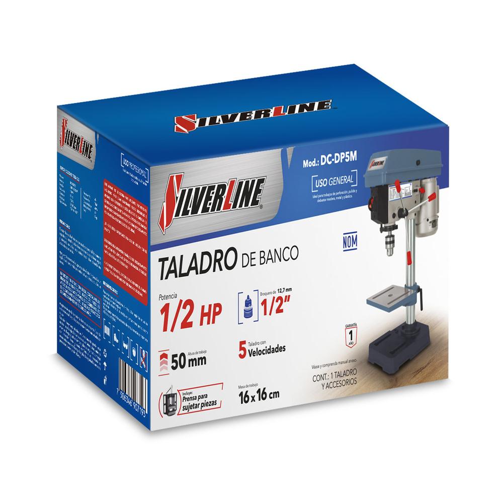 Foto 5 | Taladro de Banco para Metal y Madera Silverline 5 Vel 1/2hp