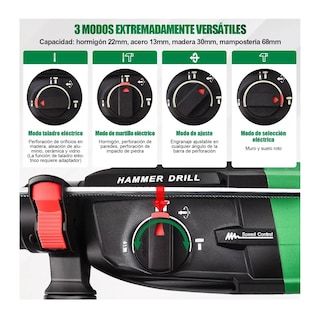 Foto 3 | Rotomartillo Concelador Perforador SHAWTY SDS-Plus 1050W Verde y Negro
