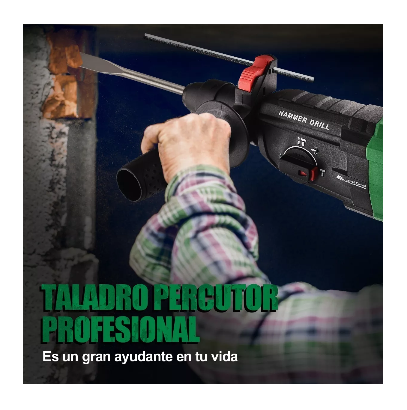 Foto 5 | Rotomartillo Concelador Perforador SHAWTY SDS-Plus 1050W Verde y Negro