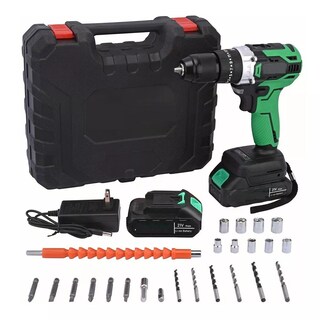 Foto 2 | Kit Taladro Percutor Atornillador De 10mm 2 Baterías + Accesorios 28 Pzs Eo Safe Imports Esi-9240 Verde