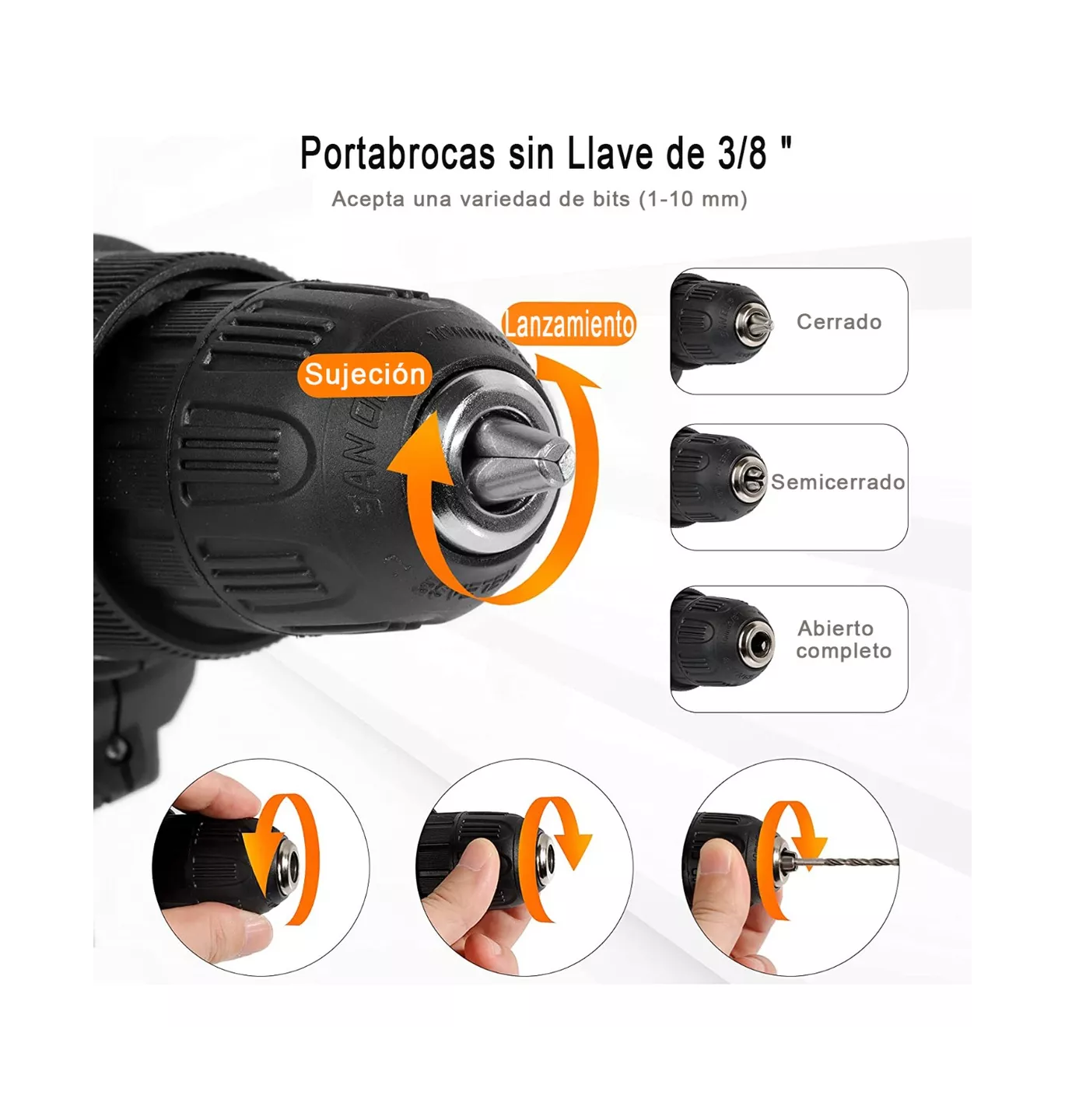 Foto 4 pulgar | Taladro Linfy Negro Inalámbrico con Accesorios