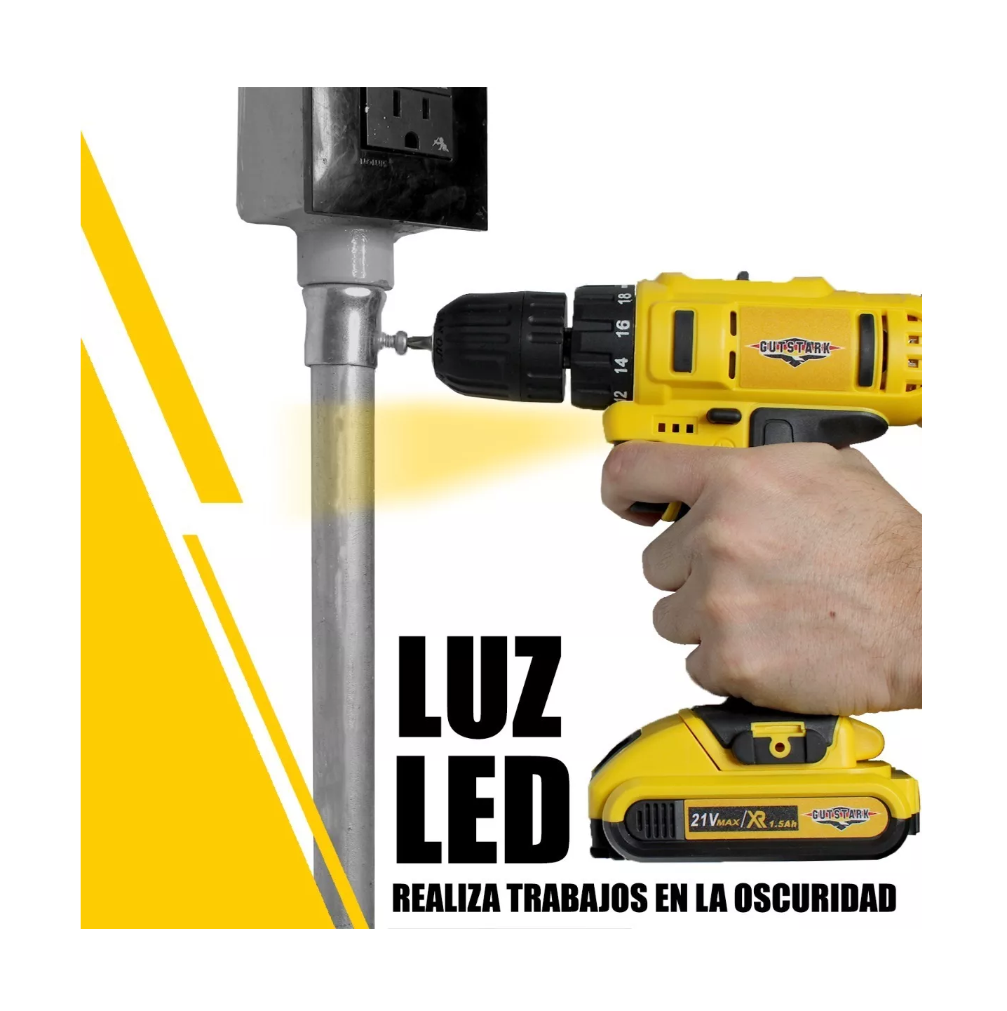 Foto 2 | Taladro Desatornillador Inalámbrico Gutstark 260w 1500 Rpm Amarillo