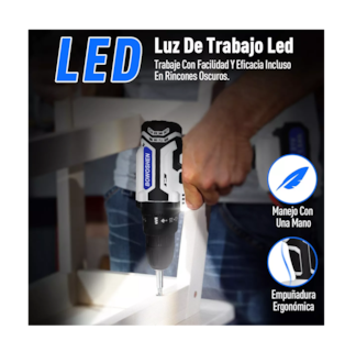 Foto 4 | Taladro Eléctrico Destornillador Inalámbrico 1500rpm 21v Negro/blanco