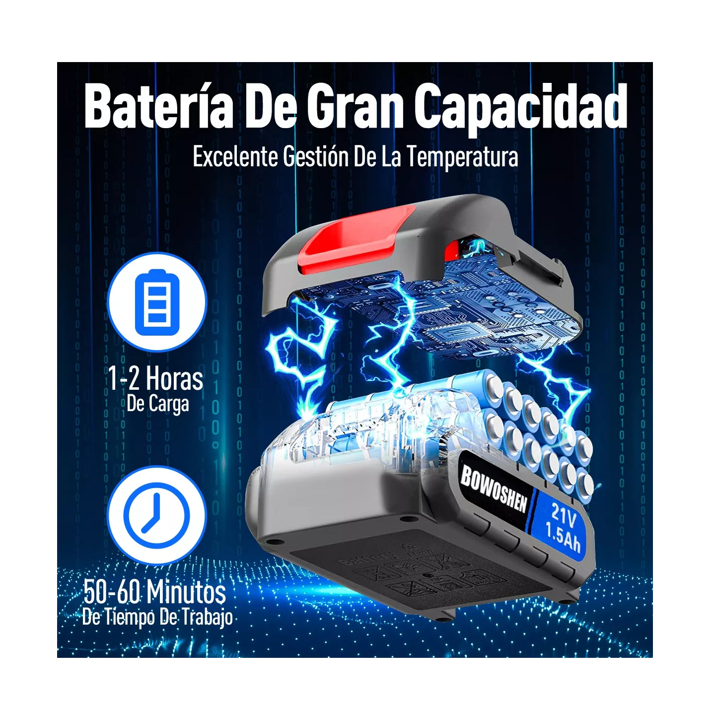 Foto 5 | Taladro Eléctrico Destornillador Inalámbrico 1500rpm 21v Negro/blanco