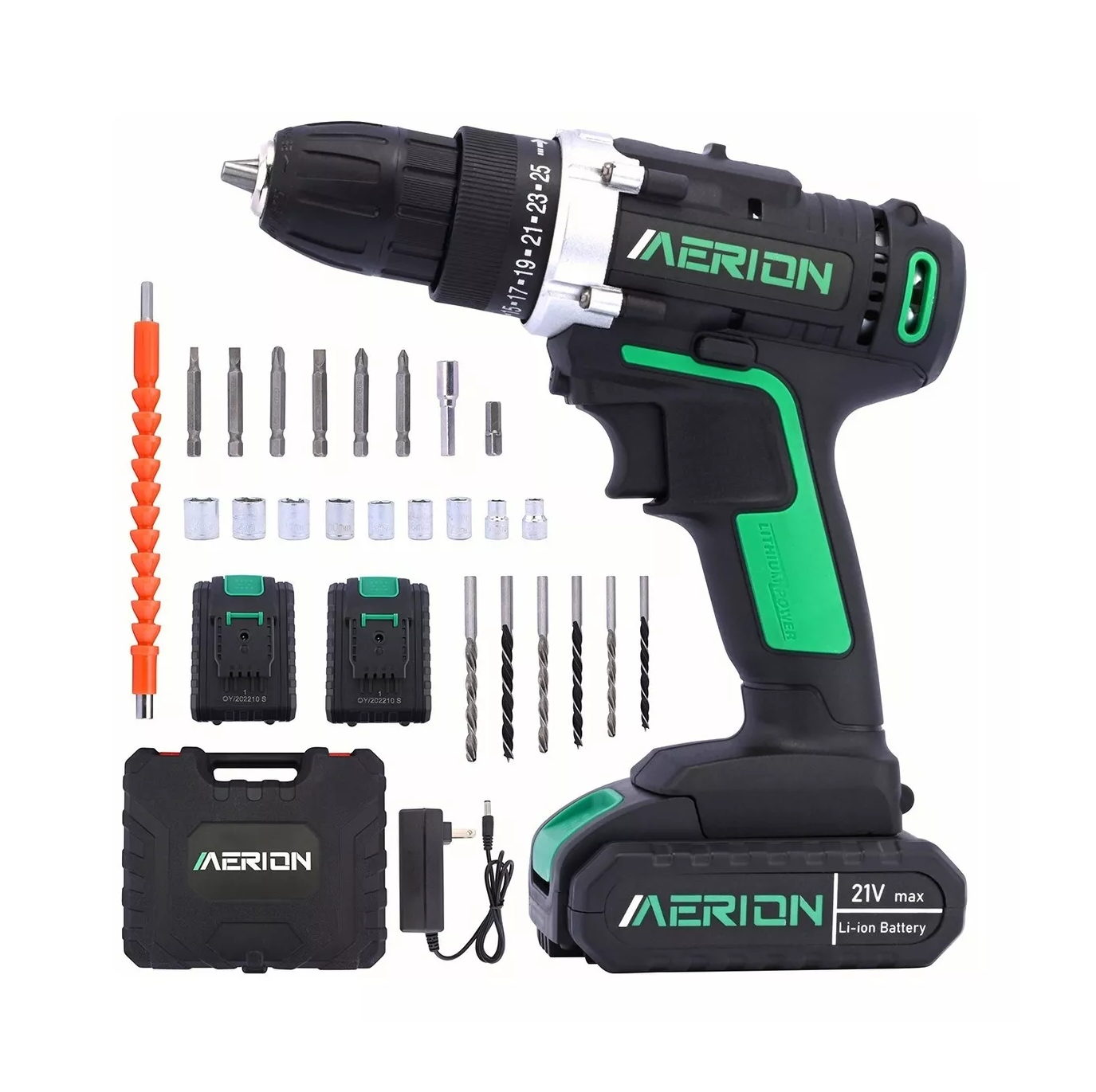 Foto 6 pulgar | Taladro Eléctrico Atornillador Inalámbricos 21v 2 Baterías Negro/verde