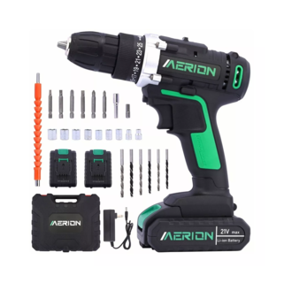 Foto 5 | Taladro Eléctrico Atornilladors Inalámbricos 21v 2 Baterías Negro/verde