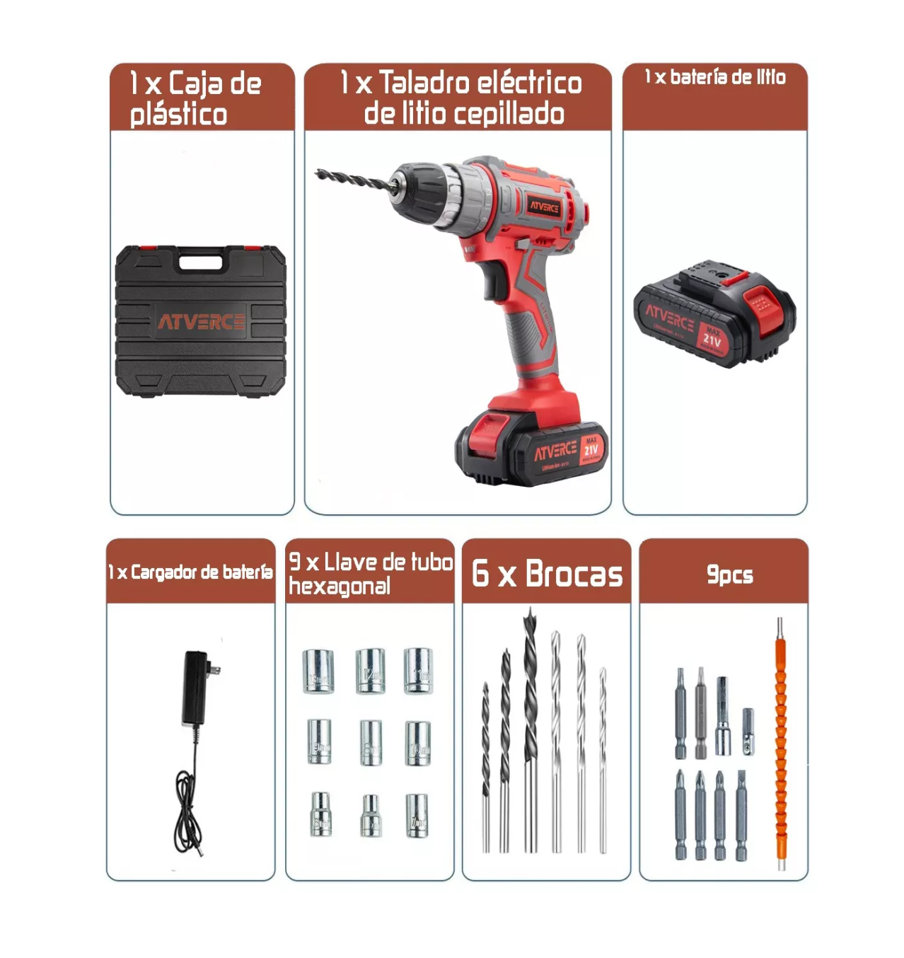 Foto 4 | Kit Taladro Eléctrico Atornillador Inalámbrico  Rojo/gris