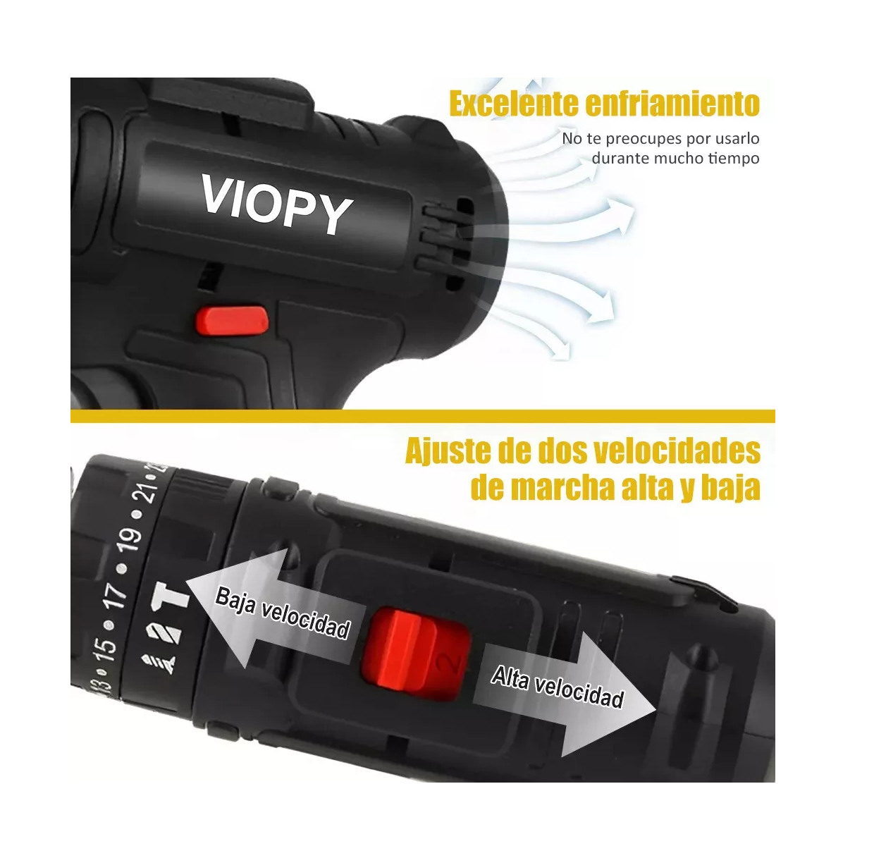 Foto 4 | Taladro Inalámbrico Viopy Negro con Accesorios