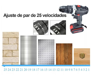 Foto 5 | Taladro De Impacto Eléctrico Inalámbrico 48v Con 2 Baterías Negro