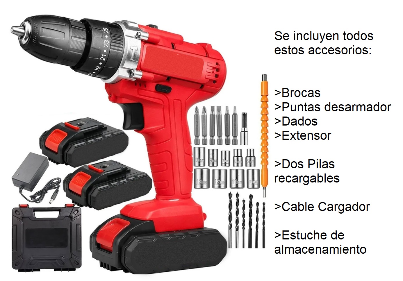 Foto 4 pulgar | Taladro Desarmador Pistola De Impacto Kit Con 24 Accesorios