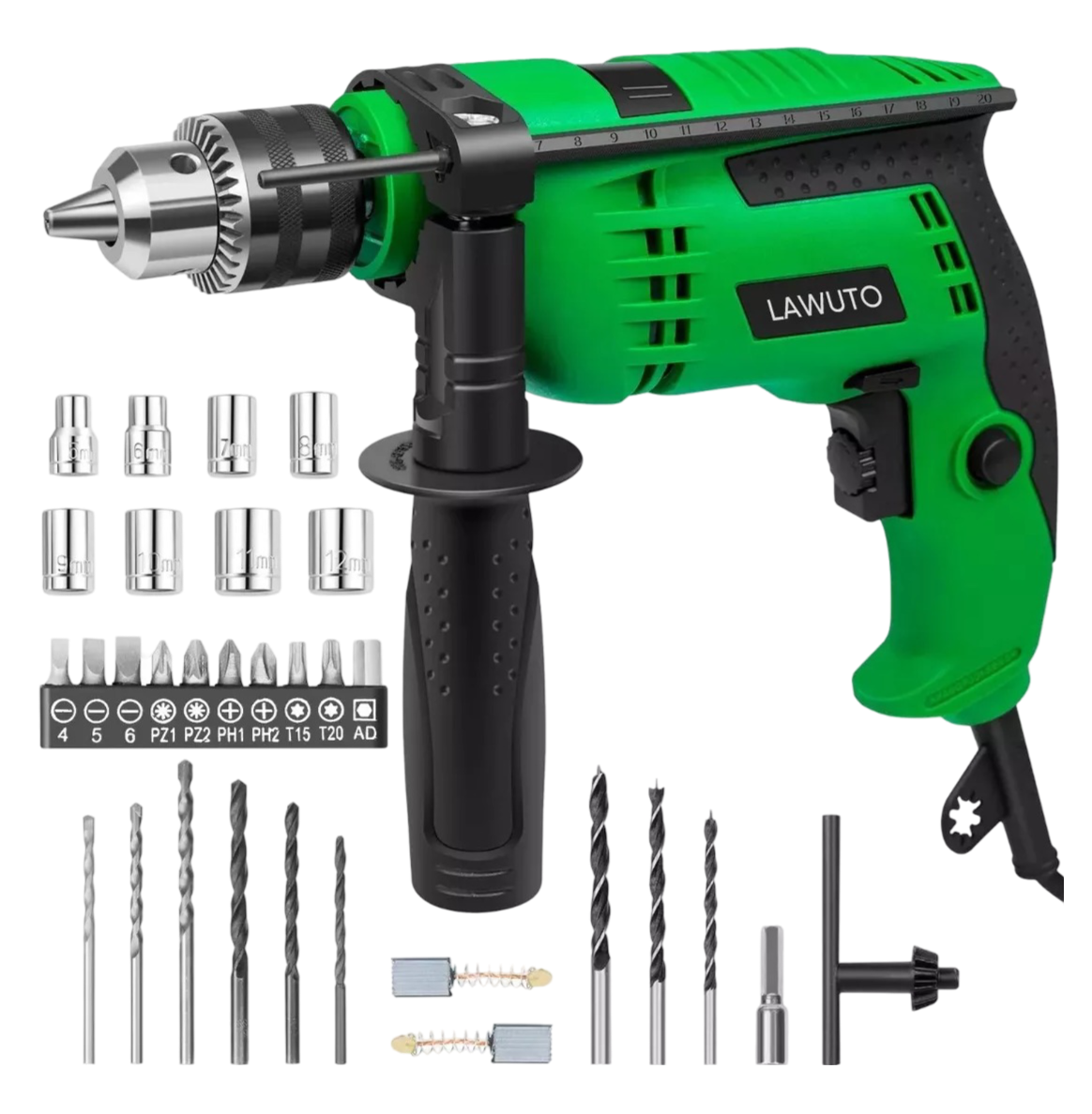 Taladro Rotomartillo 1/2'' 860w Herramientas Kit Con Brocas, Verde