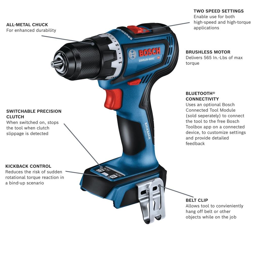 Foto 3 pulgar | Taladro/destornillador Bosch Gsr18v-800cn 18v Sin Escobillas 1/2'' - Venta Internacional.