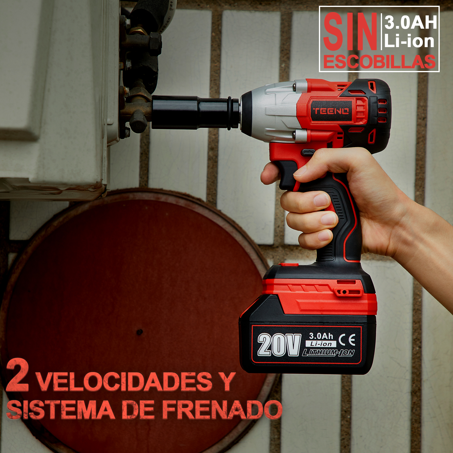 Foto 6 | Llave de Impacto Inalámbrica Teeno 20 V 3ah Pro 3799