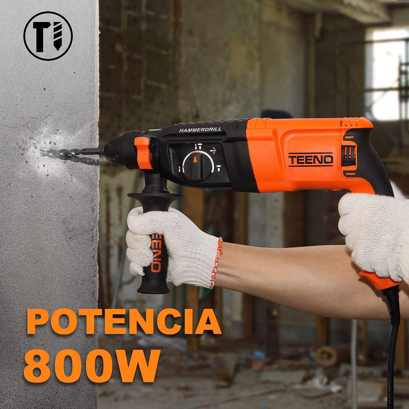 Foto 5 pulgar | Martillo Perforador Teeno RH910 800w SDS 5.5 kg