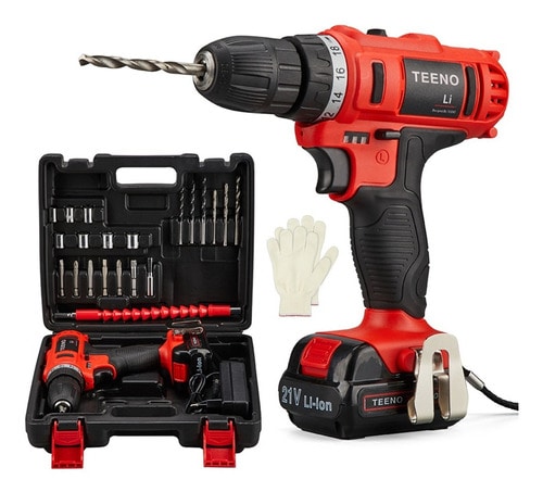 Taladro Percutor Inalámbrico Teeno 5816-1 21 V Con 1 Batería Y Funda $679
