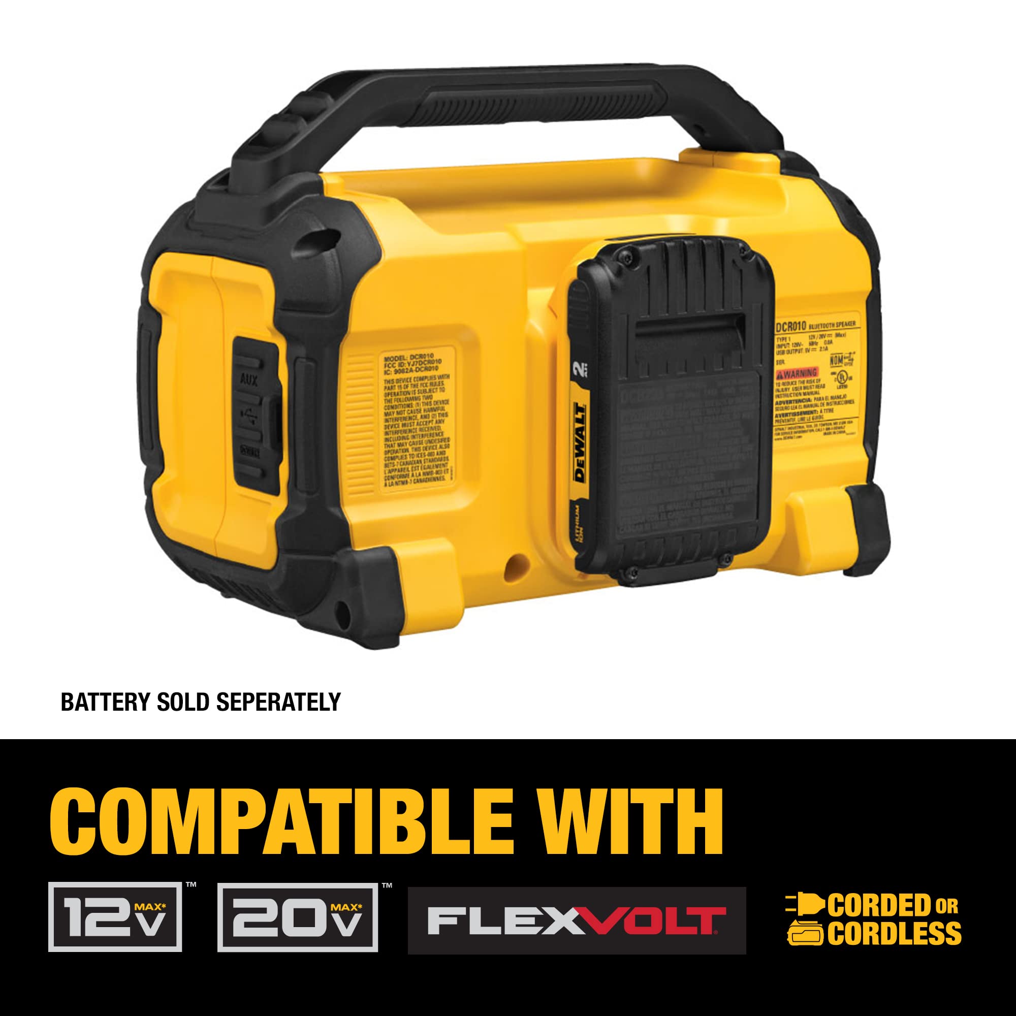 Foto 6 pulgar | Altavoz Bluetooth Dewalt 20 V Max Dcr010, Alcance De 100 Pies - Venta Internacional.