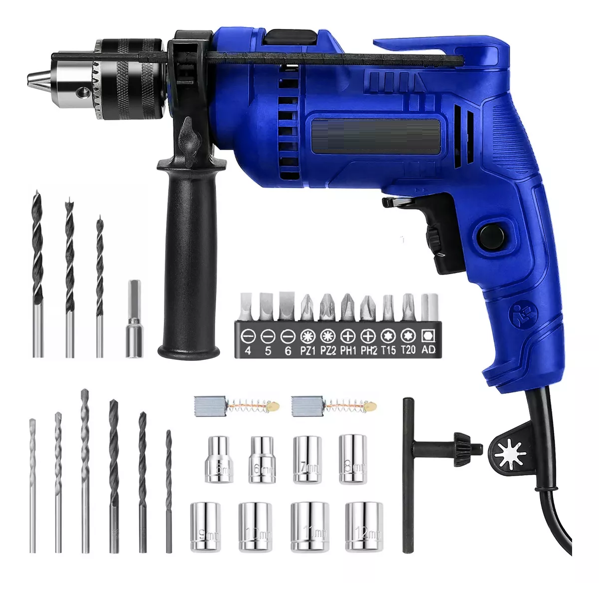 Taladro Rotomartillo Destornillador Eléctrico con Brocas Eo Safe Imports ESI-17223 Azul