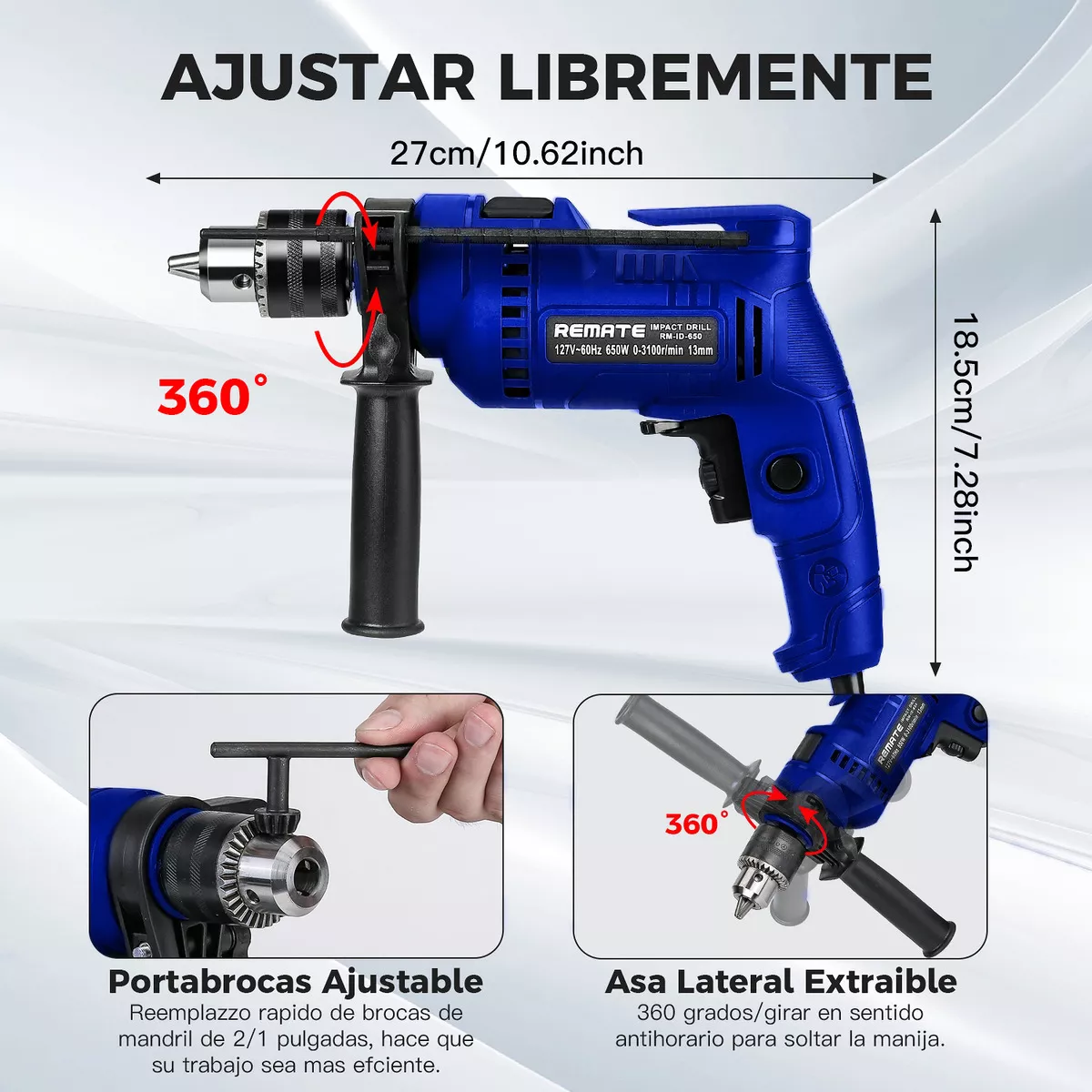 Foto 3 pulgar | Taladro Rotomartillo Destornillador Eléctrico con Brocas Eo Safe Imports ESI-17223 Azul