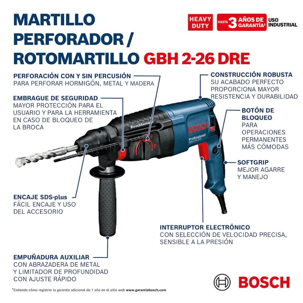 Foto 5 | Rotomartillo Bosch Sds Plus Cincelador 800W Alemán Gbh
