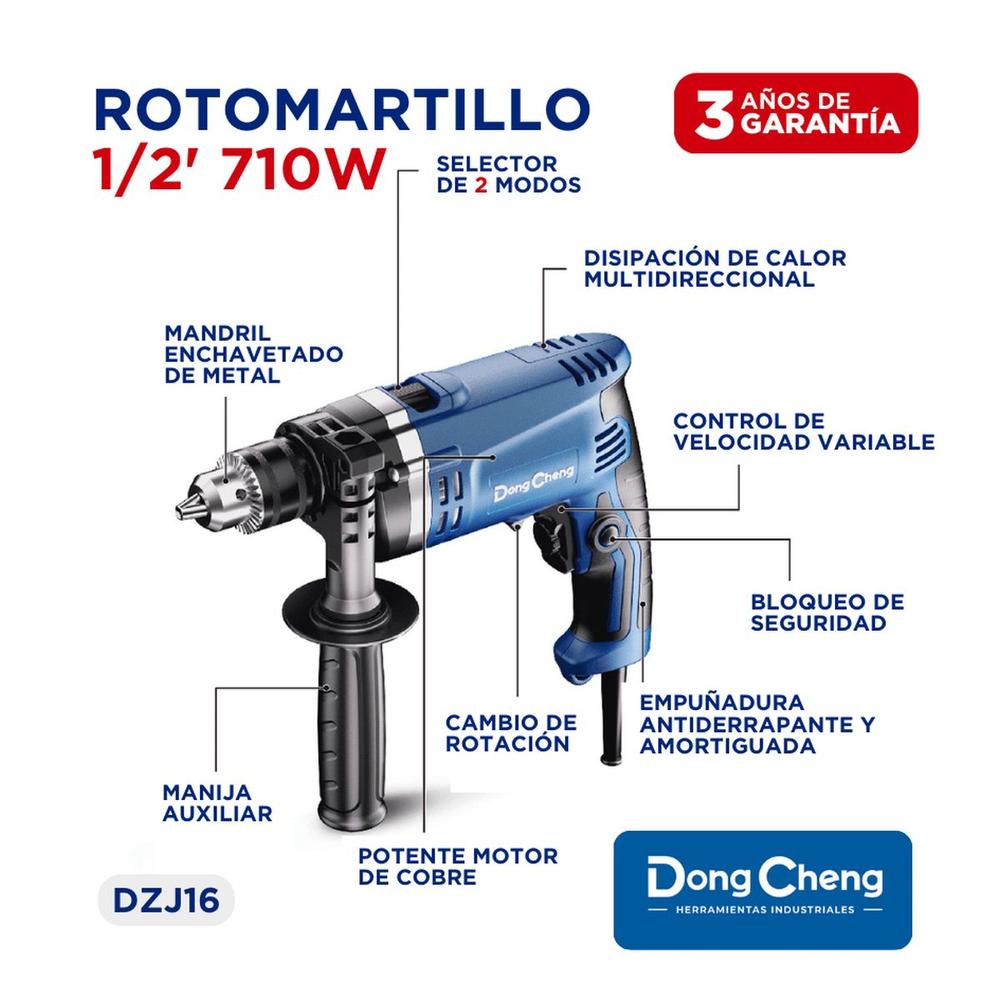 Foto 8 pulgar | Rotomartillo Industrial 710w 1/2'+ Rotomartillo Sds Plus Dc