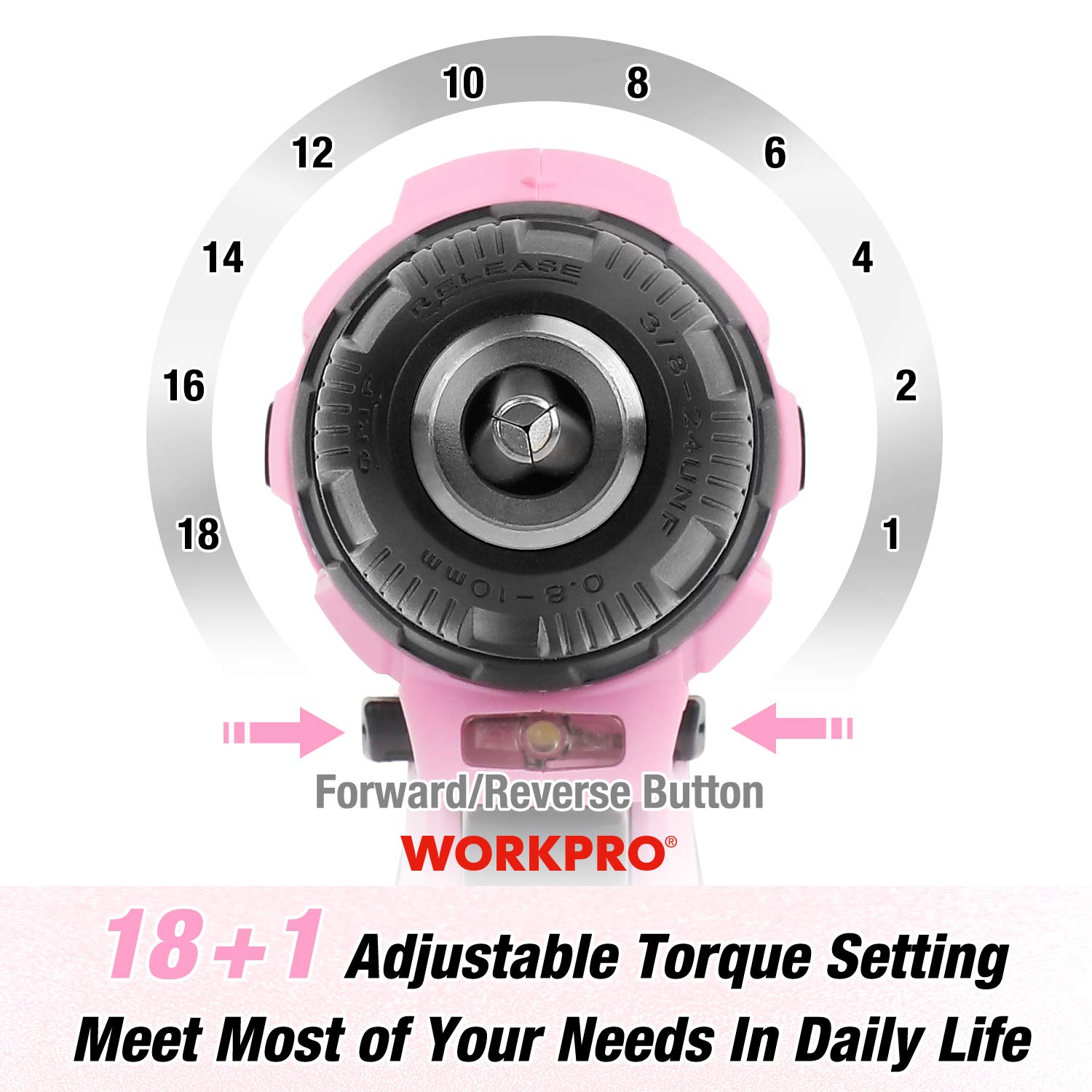 Foto 6 pulgar | Juego De Herramientas Workpro 12 V, Destornillador Inalámbrico Rosa, 61 Piezas Con Bolsa - Venta Internacional.