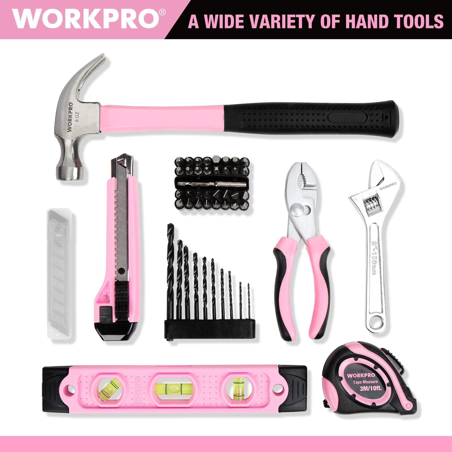 Foto 7 pulgar | Juego De Herramientas Workpro 12 V, Destornillador Inalámbrico Rosa, 61 Piezas Con Bolsa - Venta Internacional.
