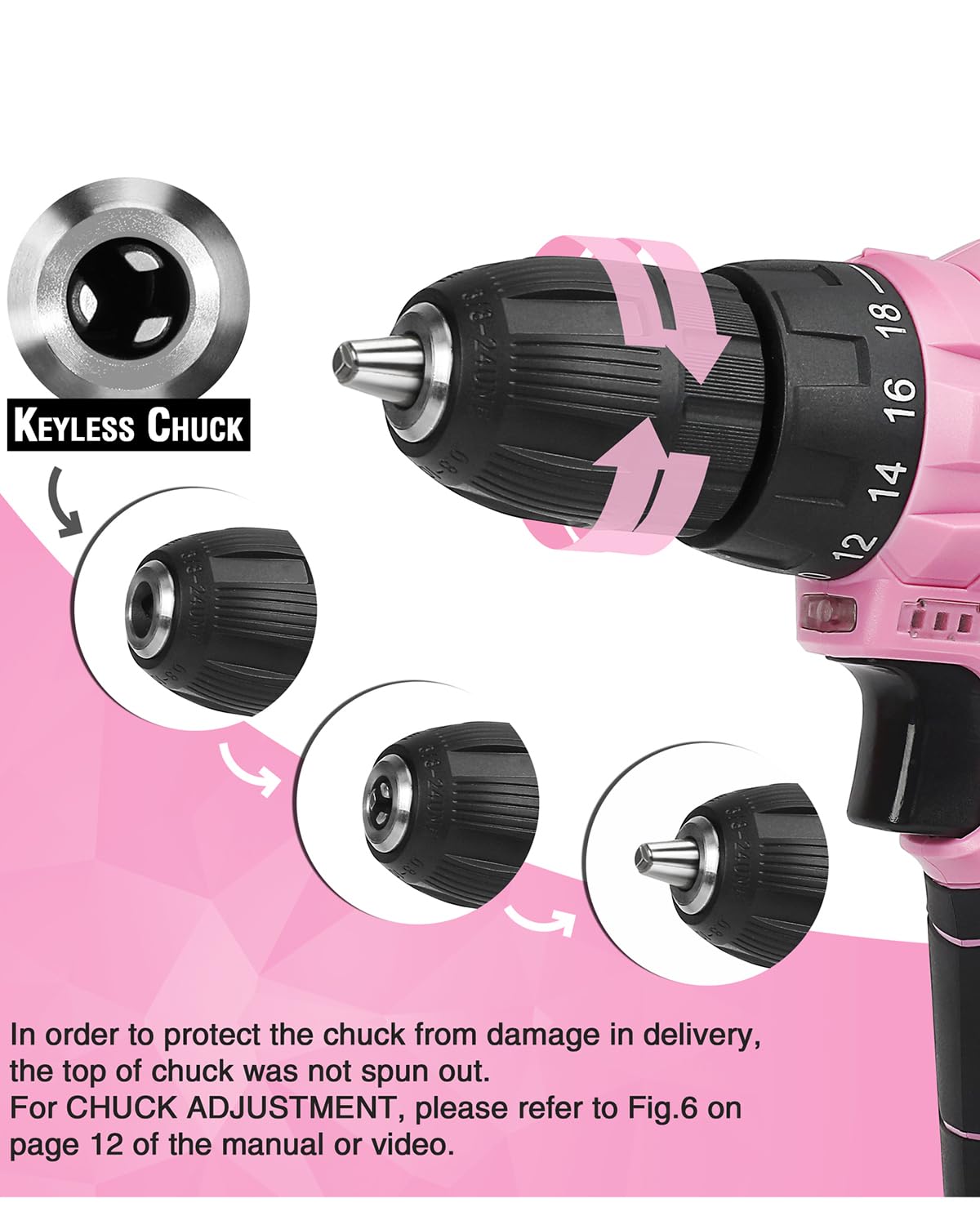 Foto 5 pulgar | Juego De Destornilladores Inalámbricos Workpro De 12 V Con Cargador Y Bolsa, Color Rosa - Venta Internacional.
