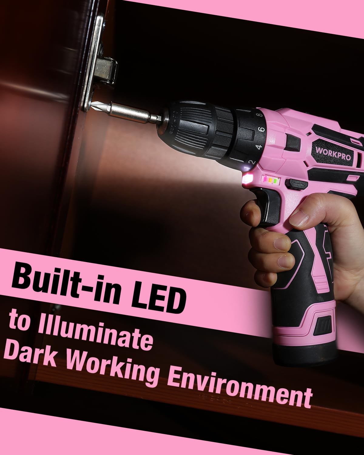 Foto 8 pulgar | Juego De Destornilladores Inalámbricos Workpro De 12 V Con Cargador Y Bolsa, Color Rosa - Venta Internacional.