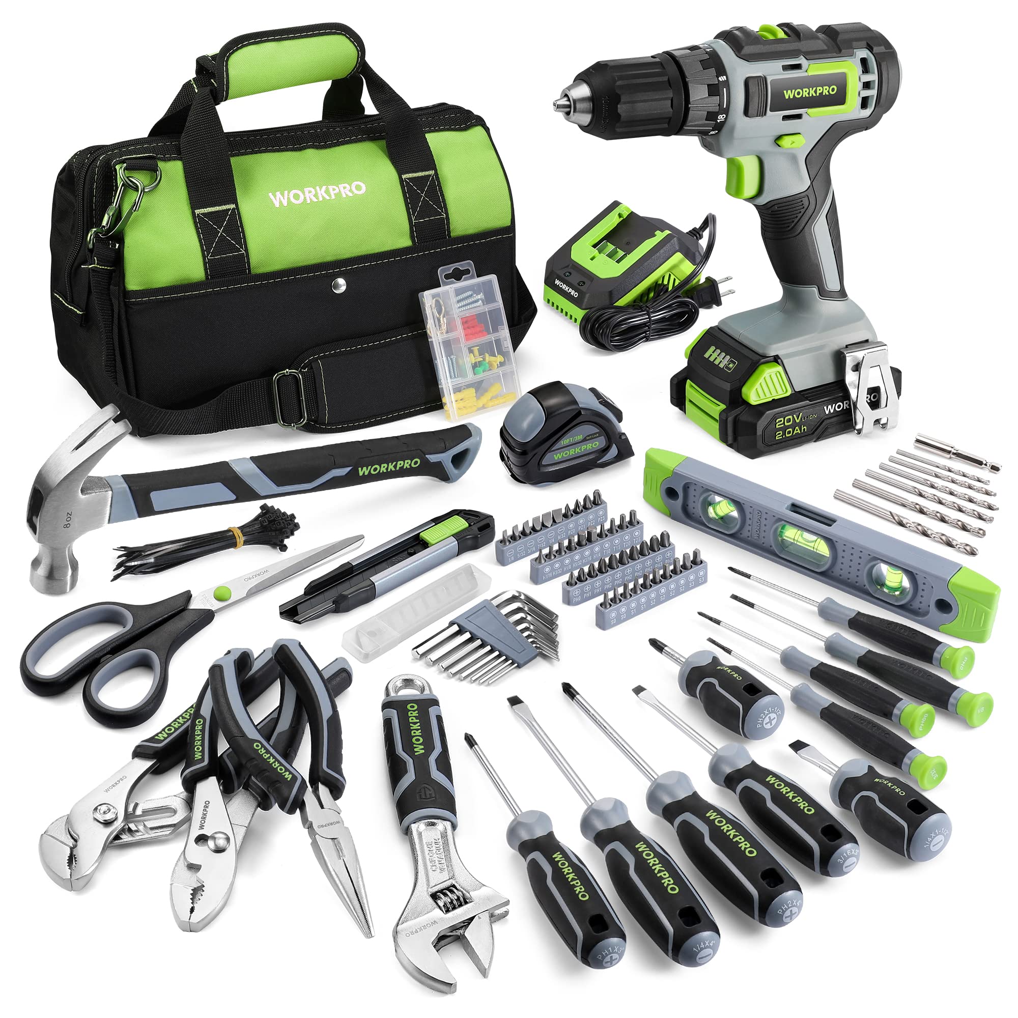 Foto 1 | Juego De Herramientas Workpro Home 157 Piezas Con Destornillador Inalámbrico De 20 V - Venta Internacional.