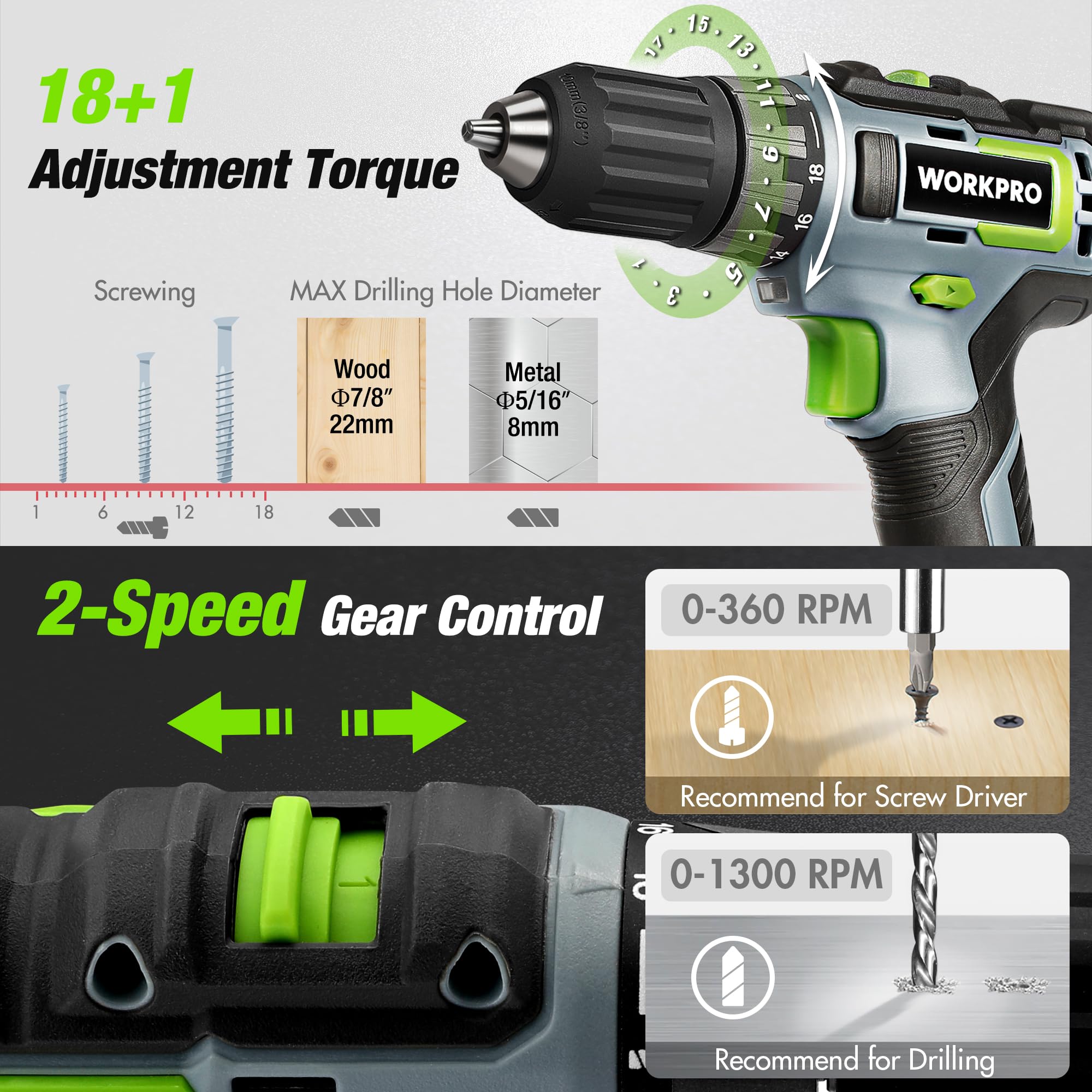 Foto 5 | Juego De Herramientas Workpro Home 157 Piezas Con Destornillador Inalámbrico De 20 V - Venta Internacional.