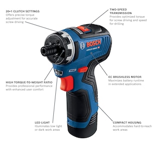Foto 3 | Destornillador Bosch GSR12V-300HXB22 12 V Máx. sin Escobillas 1/4 Pulgadas Hexagonal - Venta Internacional