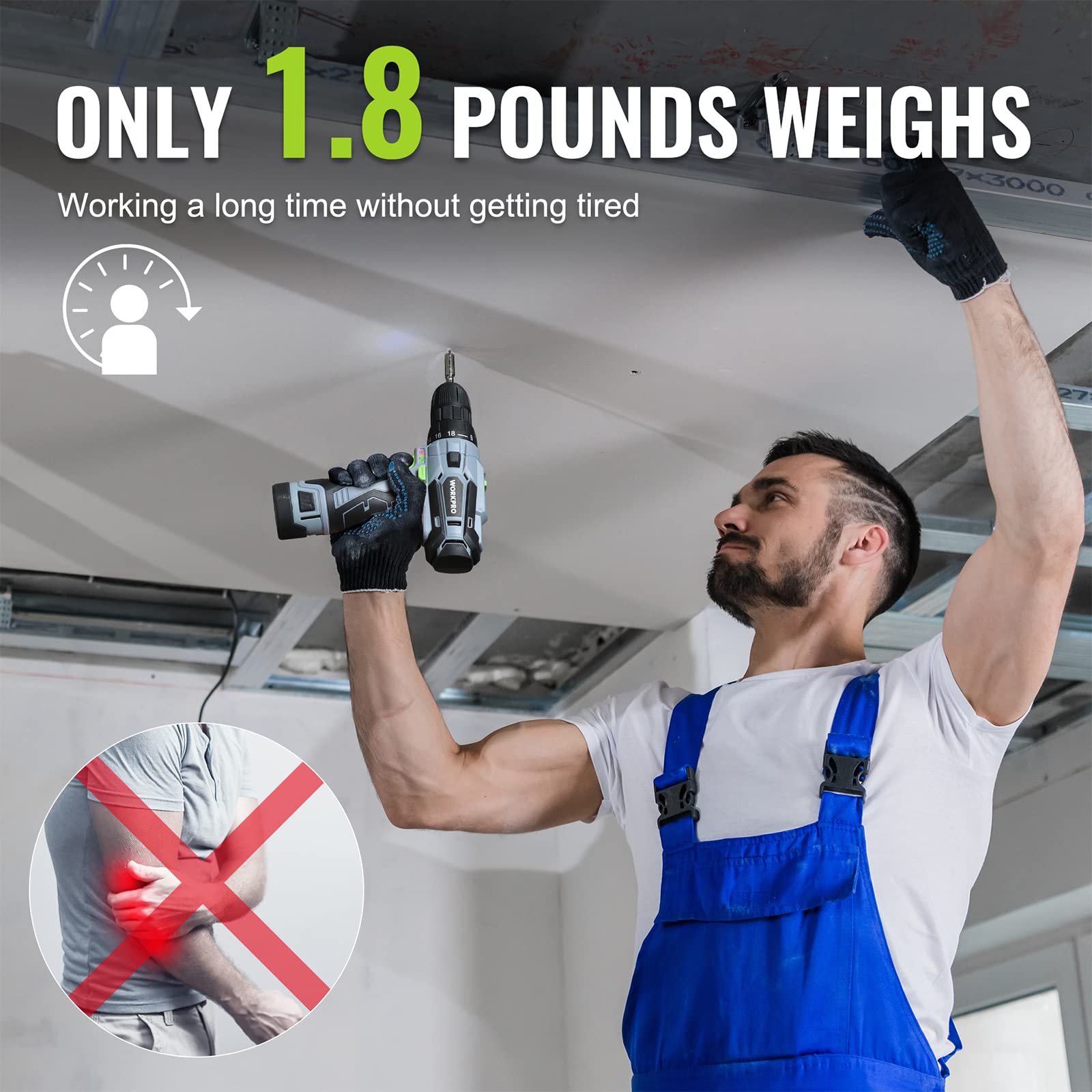 Foto 5 | Taladro Inalámbrico Workpro 12v con Cargador y Bolsa - Venta Internacional