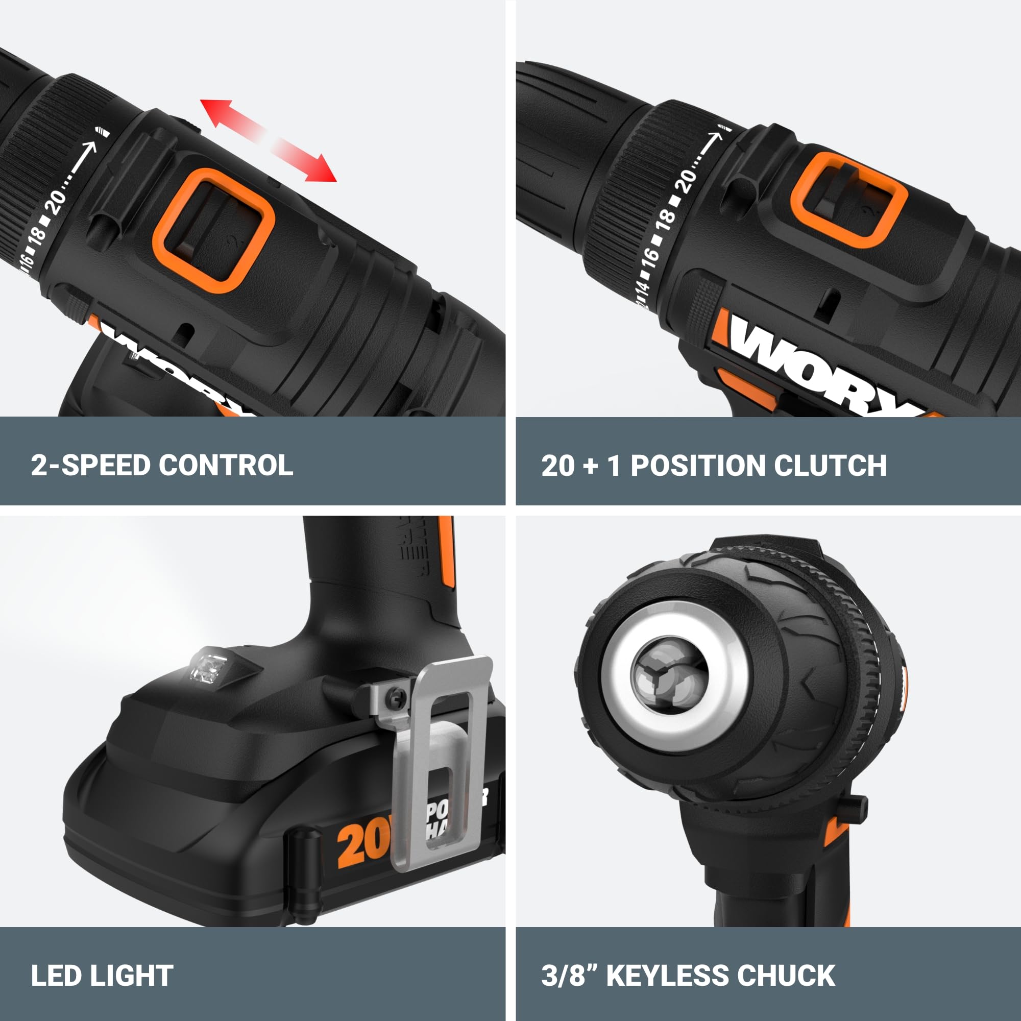 Foto 6 pulgar | Taladro Inalámbrico Worx 20 V 3/8 Pulgadas con 84 Accesorios - Venta Internacional