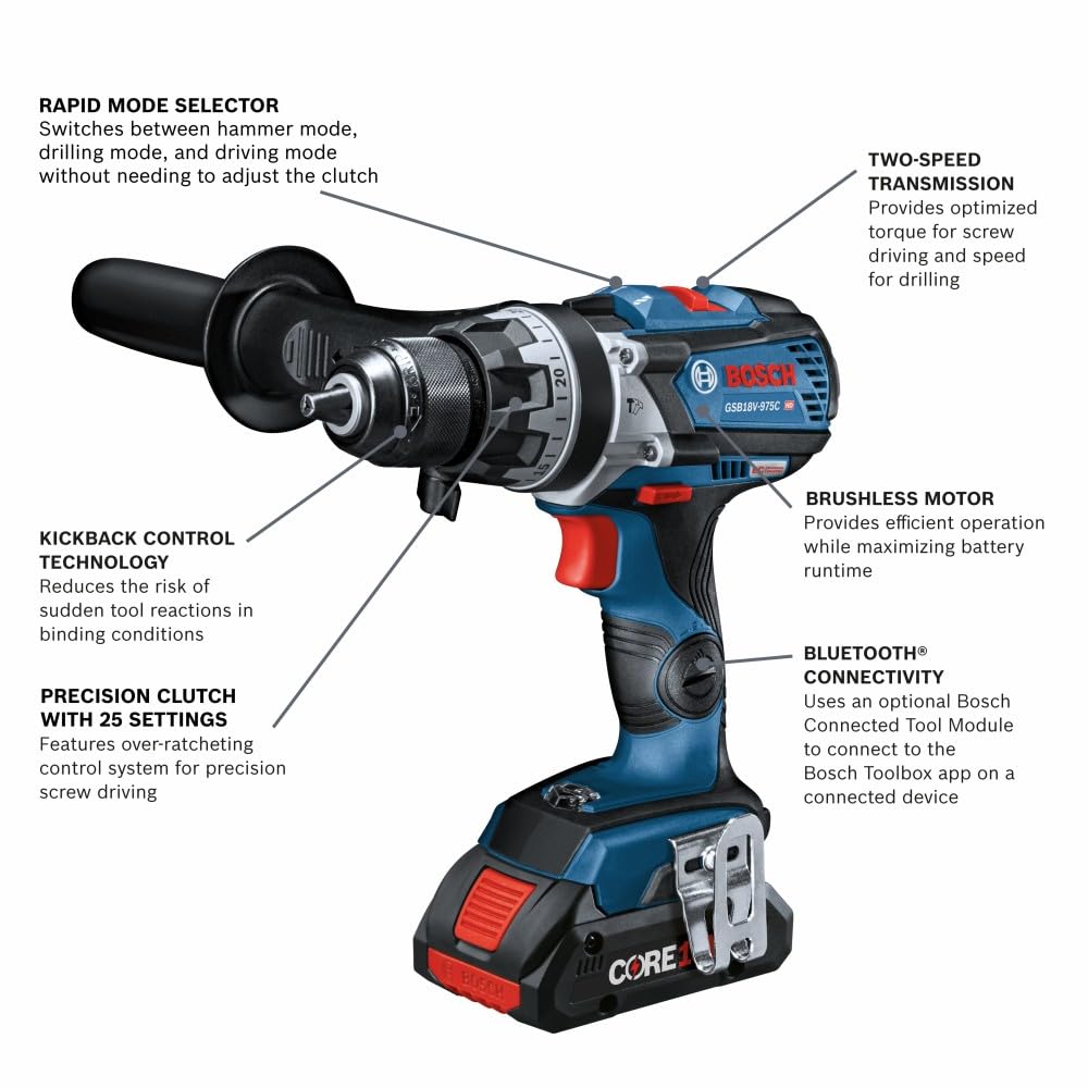 Foto 3 pulgar | Kit de Taladro Bosch Gsb18v-975cb25 18v 4ah X2 - Venta Internacional