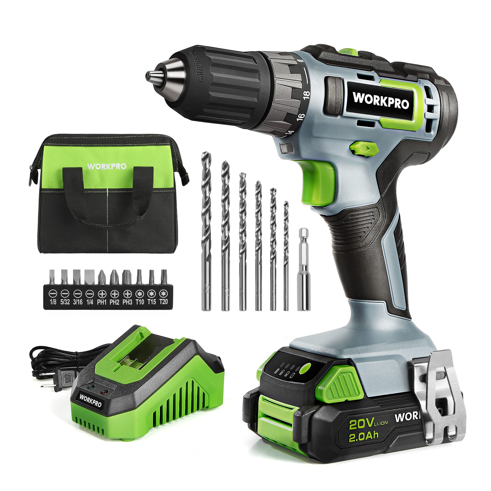 Foto 2 pulgar | Taladro Inalámbrico Workpro 20v 2.0ah con Cargador y Bolsa - Venta Internacional